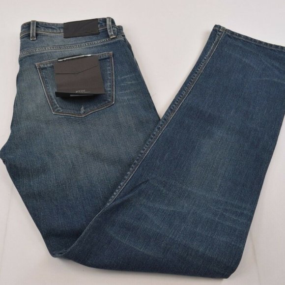 PT05 NWT Jeans Size 34 x 32 Solid Medium Blue Cotton Blend Regular Fit
